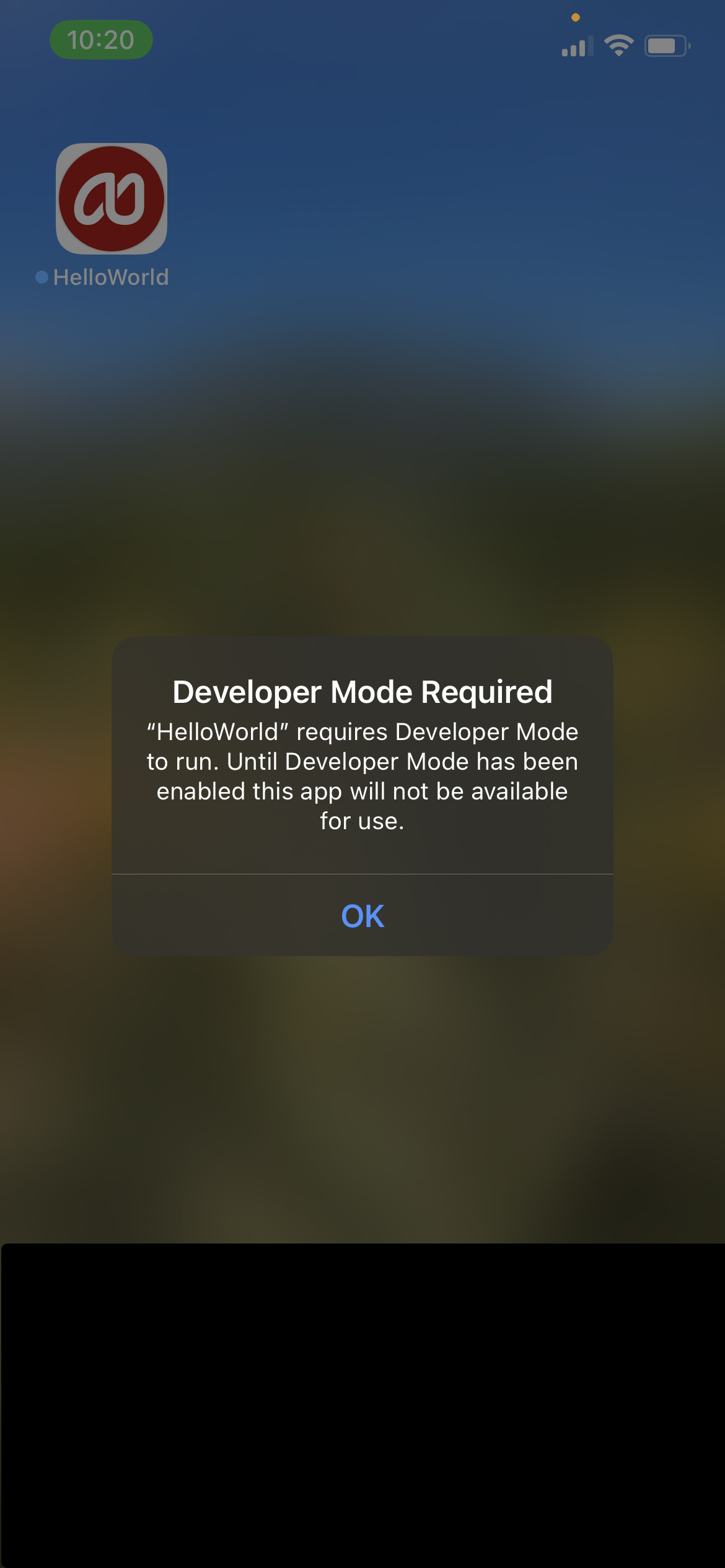 Developer Mode required dialog